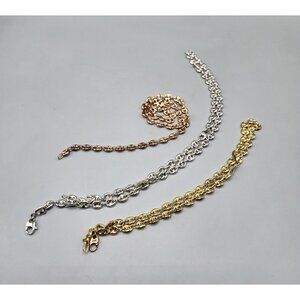 Tri-Color Sterling Silver Necklaces & Bracelet Anchor/Mariner Chain Lot 925